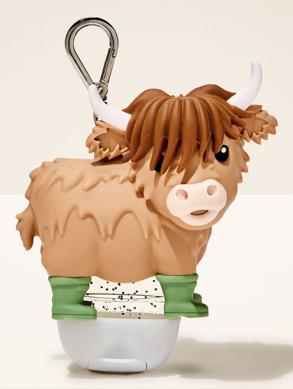 Bath & Body Works Highland Cow Keychain Holder in Tan, Brown, Green & White